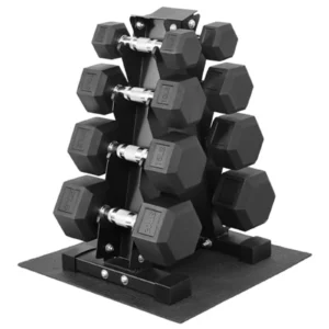 Dumbbell Set with Storage Rack, Rubber Coated Hex Hand Weights