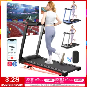 3.5HP Foldable Treadmill 350lbs Adjustable 6% Incline